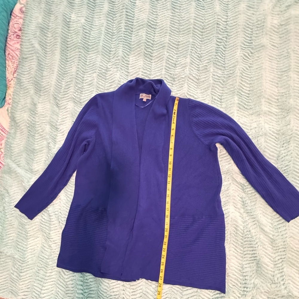 JM Collection Royal Blue Cardigan Sweater 3x​ - Picture 4 of 7